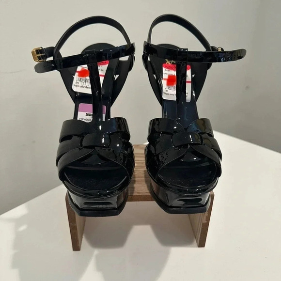 Saint Laurent Tribute T-Strap Black High Heeled Pump, Size 40.5 EU/10.5 US - Picture 4 of 9